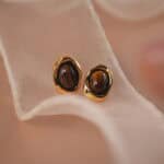 Close-up of golden brown shimmer in natural tiger eye stones