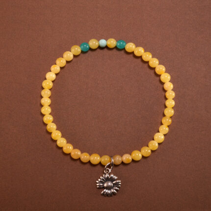 Amber & Aquamarine S925 Silver 4mm Bracelet – Wealth-Attracting Gemstone Design