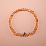 Wealth-Attracting Citrine 4mm Beaded Bracelet with Sterling Silver and Flower Charm