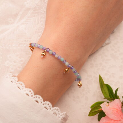 Healing gemstone bracelet worn on wrist for emotional balance