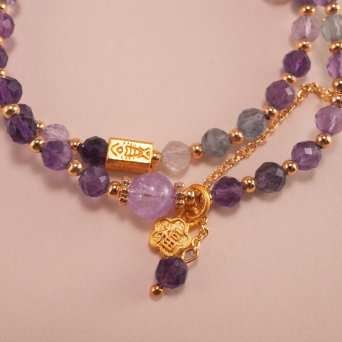 Detailed view of genuine amethyst beads highlighting natural purple hues and smooth surface