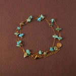 Double-wrap adjustable turquoise green bracelet with natural stone beads
