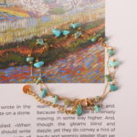 Boho-style turquoise green bracelet shown in a relaxed lifestyle setting
