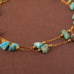 Detail of polished turquoise green beads and double-layer design