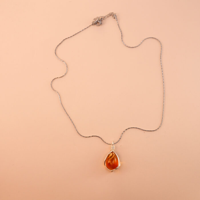 Handcrafted citrine pendant necklace with golden hues
