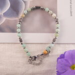 Adjustable Amazonite Bracelet with Silver Accents – Handmade Gemstone Jewelry