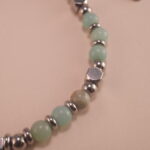 Close-up of Amazonite Beads and Silver Details – Calming Bracelet Design