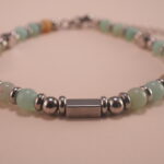 Close-up of Amazonite Beads and Silver Details – Calming Bracelet Design