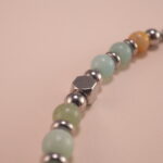 Close-up of Amazonite Beads and Silver Details – Calming Bracelet Design