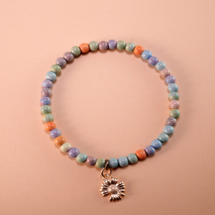 Handmade Alashan Stone beaded bracelet with S925 sterling silver accents, showcasing grounding energy