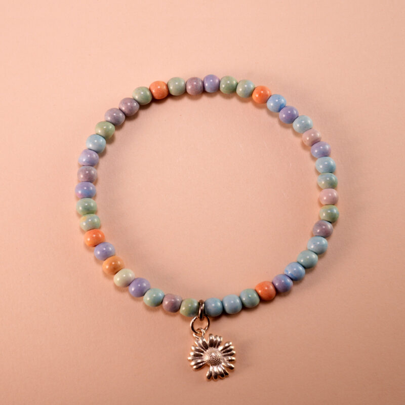 Handmade Alashan Stone beaded bracelet with S925 sterling silver accents, showcasing grounding energy