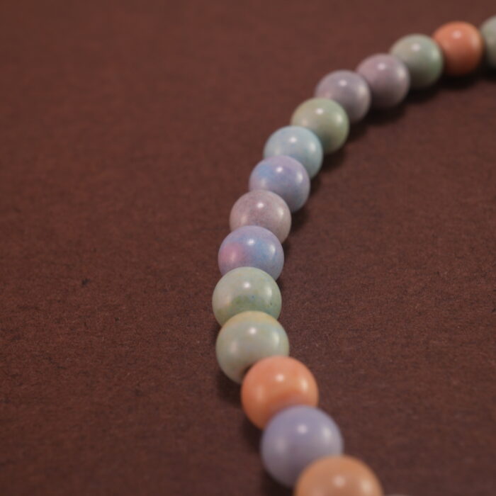 Close-up of the Alashan stone beaded bracelet, highlighting the beads and S925 sterling silver accents