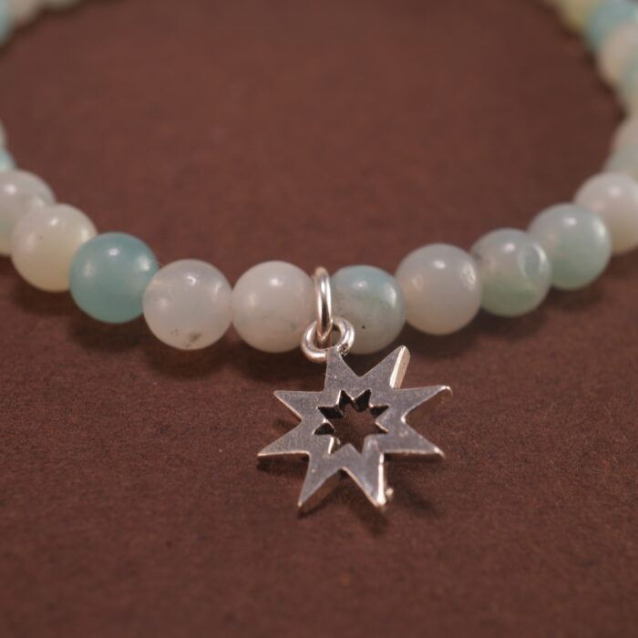 Close-up of Amazonite Beads and Sterling Silver Star Charm