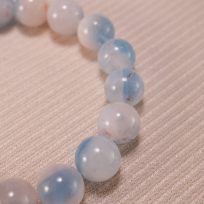 Close-up of Aquamarine Beads – Elegant Blue Crystal Bracelet