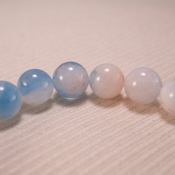 Close-up of Aquamarine Beads – Elegant Blue Crystal Bracelet
