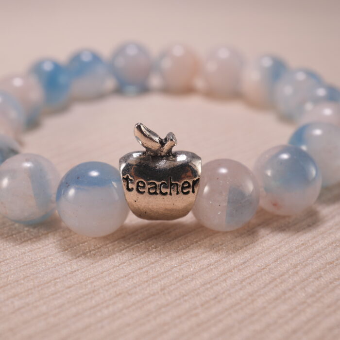 Close-up of Aquamarine Beads – Elegant Blue Crystal Bracelet