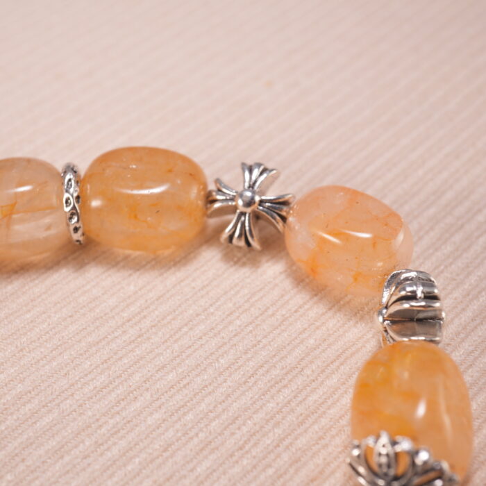 Close-up of Aquamarine and Chalcedony Beads – Elegant Natural Crystal Bracelet
