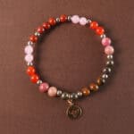 Aries Zodiac Crystal Bracelet with Red Agate, Rose Quartz, Pyrite, and Tiger Eye