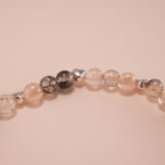 Close-up of black and white chalcedony beads with S925 spacer details