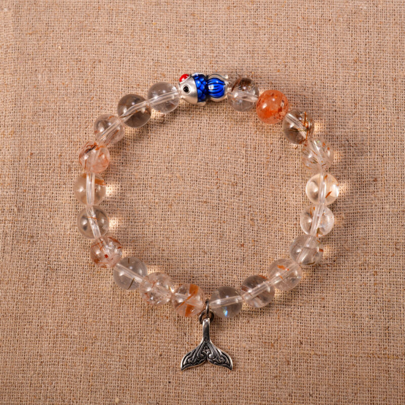Black Gold Obsidian Super Seven S925 Bracelet with Rutile Quartz beads and sterling silver accents
