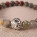 Close-up of polished Bloodstone beads with subtle S925 accents