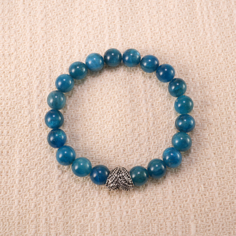 Blue Apatite Bracelet with Heart Charm – Handmade Apatite Jewelry