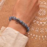 Wearing Blue Banded Agate Bead Bracelet – Natural Agate Jewelry with Silver