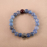 Blue Banded Agate Bracelet with Silver Accents – Handmade Beaded Crystal Jewelry