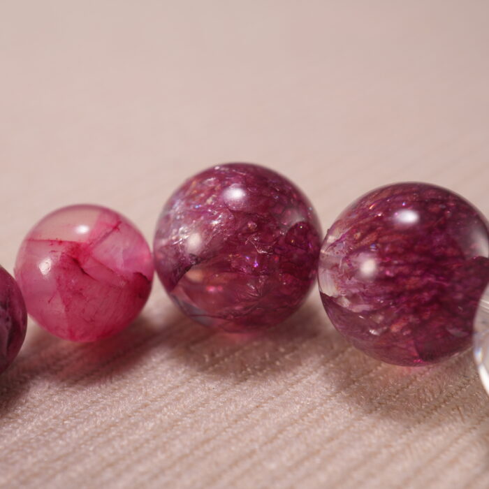 Detail View of Chalcedony and Clear Quartz Beads – Balanced Energy Bracelet