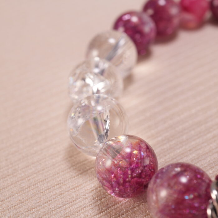Detail View of Chalcedony and Clear Quartz Beads – Balanced Energy Bracelet
