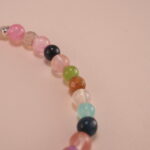 Close-up of Garnet, Amethyst, and Obsidian Beads – Multi Crystal Bracelet Details