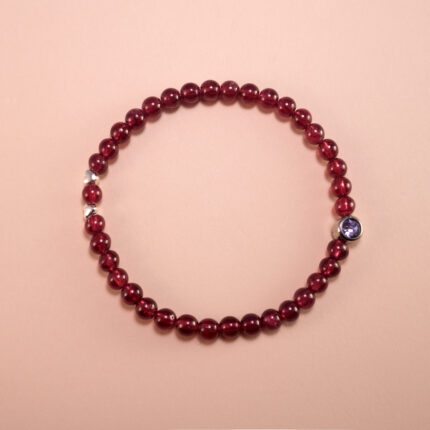 Handmade Garnet Beaded Bracelet – Deep Red Natural Garnet Jewelry