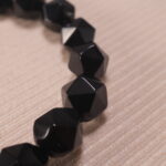 Close-up of Faceted Tiger Eye and Obsidian Stones – 8mm Good Luck Bracelet for Men