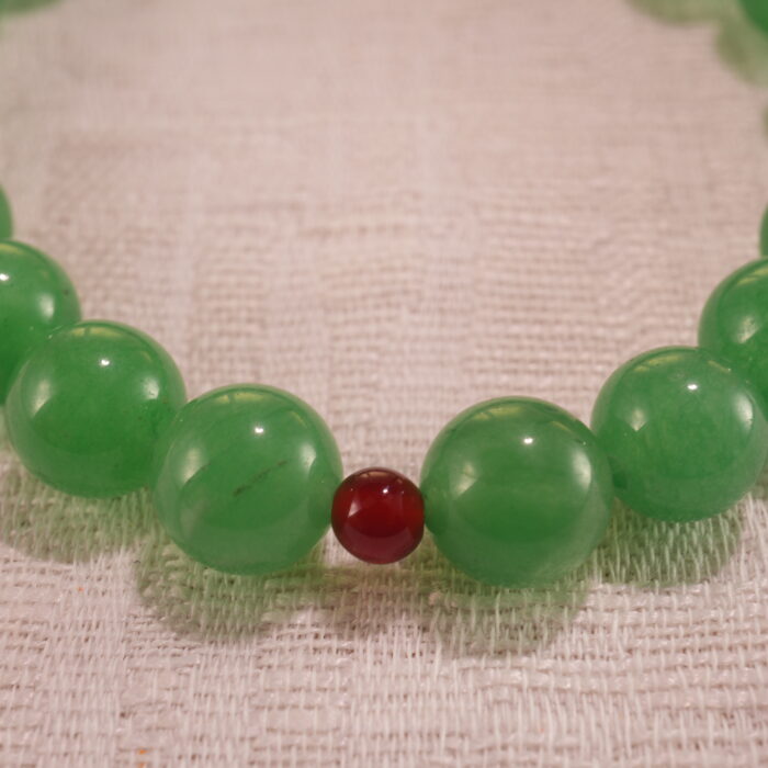 Close-up of Green Aventurine and Red Agate Beads – Good Luck 8mm Gemstone Bracelet