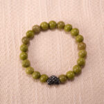 Green Alashan Stone Bracelet with S925 Silver – Elegant Healing Crystal Jewelry