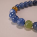Close-up of Kyanite, Chalcedony, and Agate Beads – Natural Crystal Bracelet