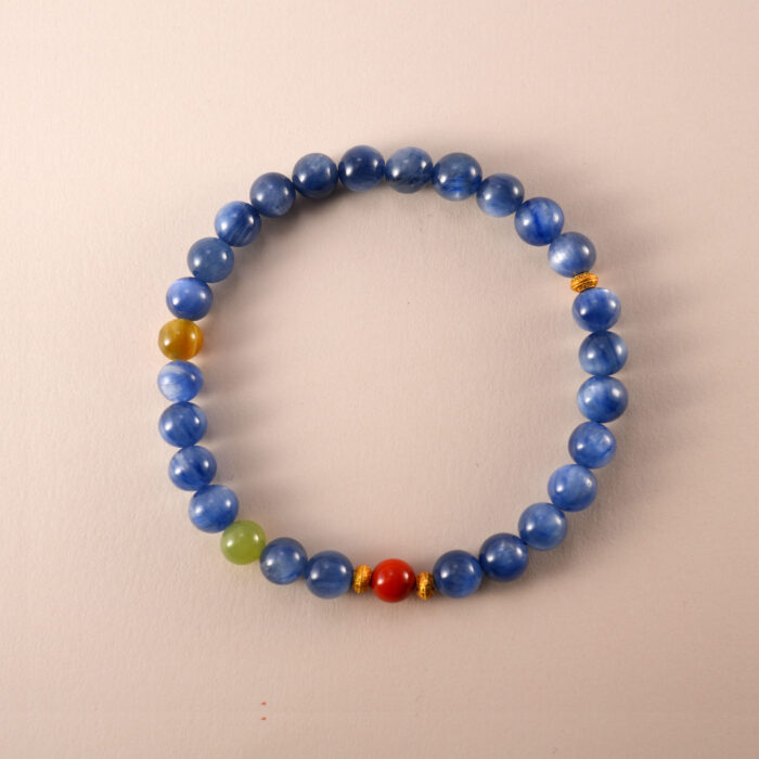 Handmade Kyanite, Agate, and Chalcedony Gemstone Bracelet