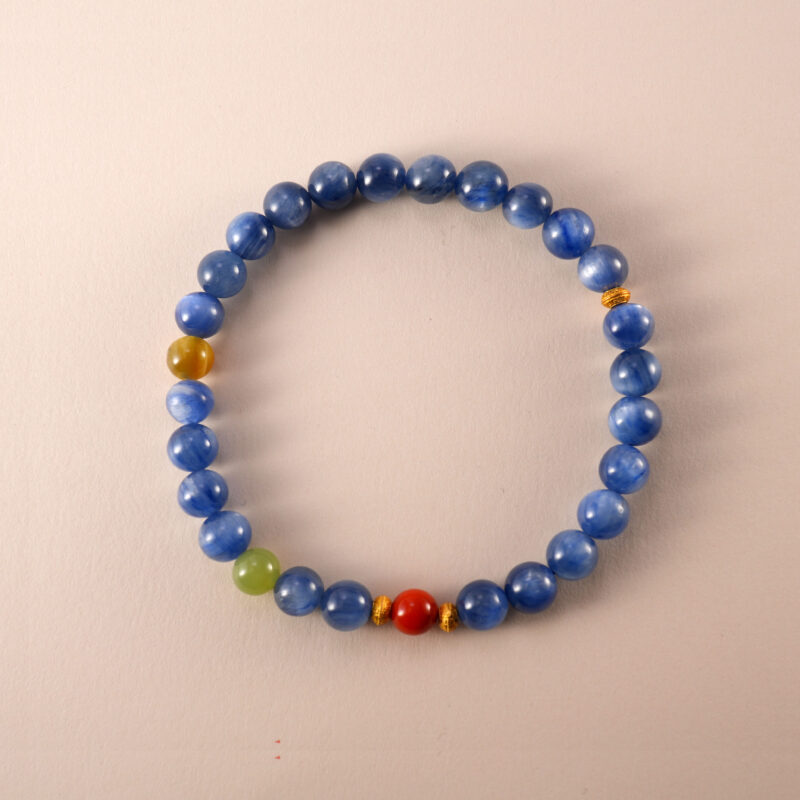Handmade Kyanite, Agate, and Chalcedony Gemstone Bracelet