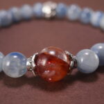 Close-up of Kyanite, Chalcedony, and Agate Beads – Natural Crystal Bracelet