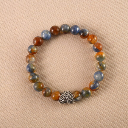 Kyanite Bead Bracelet with Heart Charm – Handmade Kyanite Jewelry