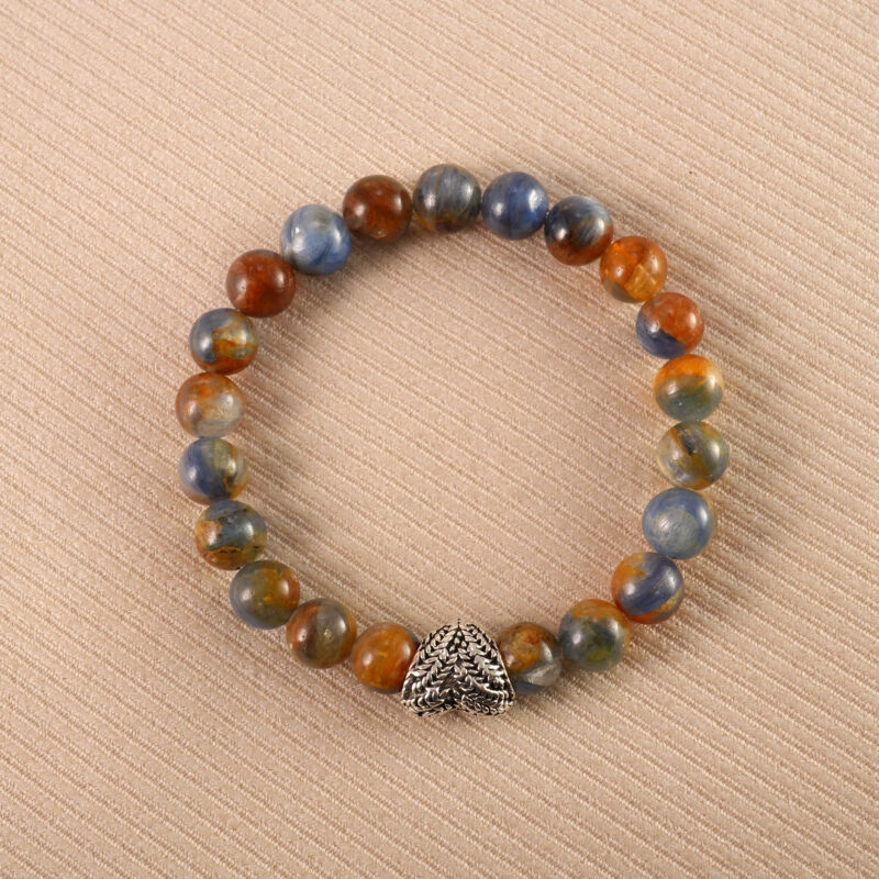 Kyanite Bead Bracelet with Heart Charm – Handmade Kyanite Jewelry