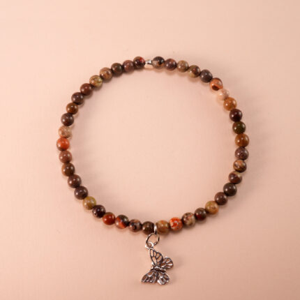 Jasper bracelet featuring natural Picture Jasper beads with S925 silver clasp
