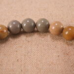 Close-up of genuine landscape stone beads with durable S925 sterling silver accents