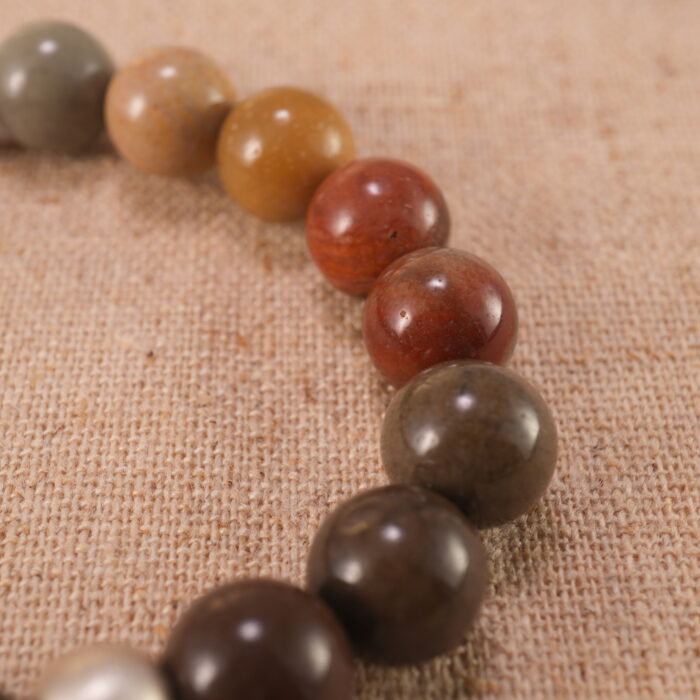 Close-up of genuine landscape stone beads with durable S925 sterling silver accents