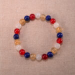 Handmade Lapis Lazuli, Red Agate, Citrine & White Chalcedony S925 Bracelet with sterling silver accents