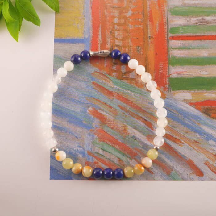 Bracelet displayed in a natural, peaceful setting with soft lighting