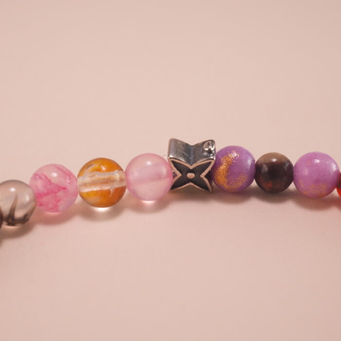 Close-up of Rose Quartz and Amethyst Beads – Colorful 4mm Gemstone Bracelet