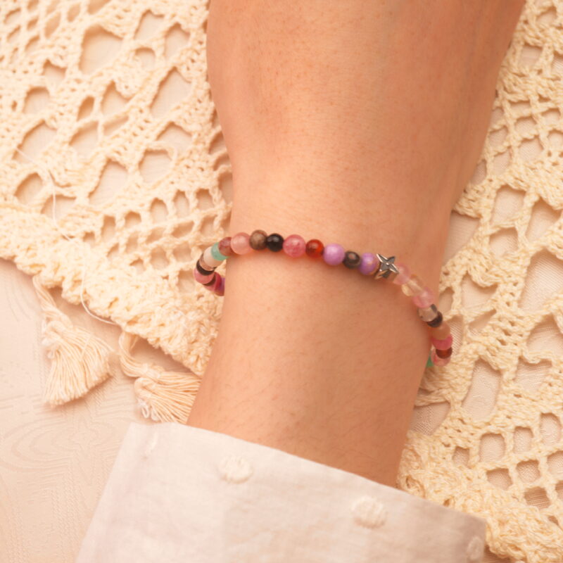 Wearing Rose Quartz & Amethyst 4mm Bracelet – Vibrant Love and Healing Jewelry