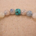 Close-up of Blue Chalcedony and Turquoise Gemstone Beads – Lucky 8mm Crystal Bracelet