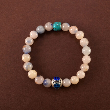 Chalcedony and Turquoise 8mm Bracelet – Blue Beaded Gemstone Jewelry for Luck and Calm